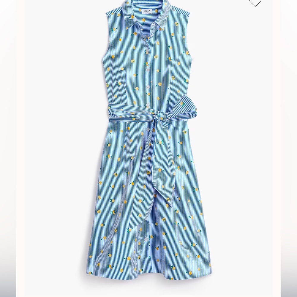 J. Crew Factory Blue and Yellow Striped Sleeveless Shirt Dress